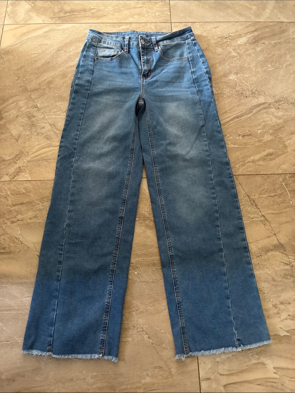Wide Leg Blue Denim Jeans